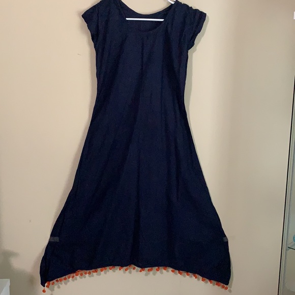 Navy blue plain kurta - Picture 2 of 4